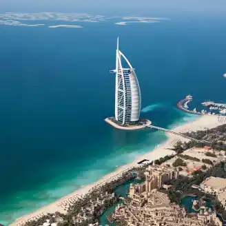 dubai burj arab helicopter view
