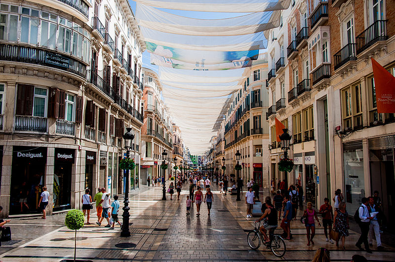 calle marques de larios under cover of tents malaga andalusia spain southeastern europe